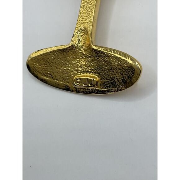 Signed JJ Jonette Vintage Pin Champagne cocktail glass crystal bubble Brooch - Picture 3 of 5